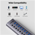 Hub Chia USB 3.0 10 in 1 UNITEK H1315B1-EU, 8 Cổng USB-A, 2 Cổng USB-C, Kèm nguồ