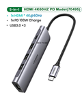 Hub USB C 5 trong 1 sang HDMI 4K@60Hz/ Hub USB 3.0/ PD 100W Ugreen 70495 cao cấp