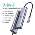 Hub USB C 7 in 1 USB Type-C ra HDMI 4K@60hz/USB/LAN Gigabit/PD100W/SD/TF Ugreen 