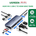 Hub USB-C sang HDMI 4K@60Hz/VGA/ Hub USB 3.0/ SD/TF/Lan Gigabit PD 100W Ugreen 7
