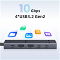 Hub Usb type C Revodok 6 in 1 HDMI 4K@60hz, 2 USB-A 3.2 10Gb, 2USB-C 3.2 10Gb, 1