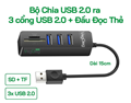 VegGieg V-C303 Bộ Chia USB2.0 ra 3 cổng USB2.0 + Đầu Đọc Thẻ (SD+TF 2 TRONG 1) c