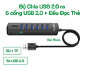 VegGieg V-C306 Bộ Chia/ Hub USB2.0 ra 6 cổng USB2.0 + Đầu Đọc Thẻ (SD+TF 2 in 1)