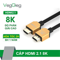 VH505 Cáp HDMI 2.1 8K60Hz Veggieg, sợi đồng, đầu nối mạ vàng, 3M