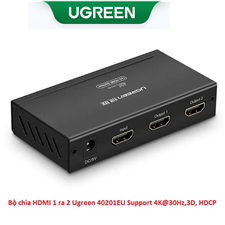 Bộ chia HDMI 1 ra 2 Ugreen 4K@30Hz,3D, HDCP, 1080 chính hãng 40201EU