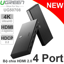 Bộ chia HDMI 1 ra 4 HDMI 2.0 hỗ trợ 4K@60Hz Ugreen 50708eu cao cấp