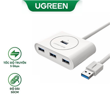 Bộ Chia Hub USB 3.0 4 Cổng Ugreen 20282 Cao Cấp (Dây dài 0.5M, White)