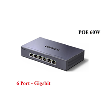 Bộ chia mạng 6 cổng Lan Gigabit hỗ trợ POE 60W Ugreen 35371 chân cắm (EU Plug) cao cấp