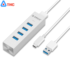 Bộ chia USB 3.0, Hub 4 cổng USB 3.0 Type C vỏ nhôm Orico