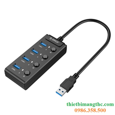 Bộ chia USB 3.0, Hub USB 4 cổng có công tắc Orico W9PH4