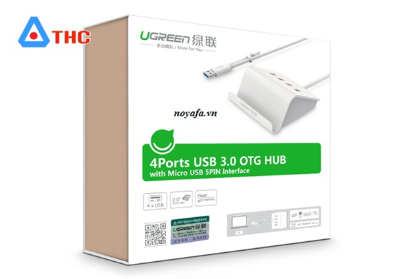 Bộ chia USB 4 cổng USB 3.0 hỗ trợ OTG Chính hãng Ugreen 20280 5V/3A