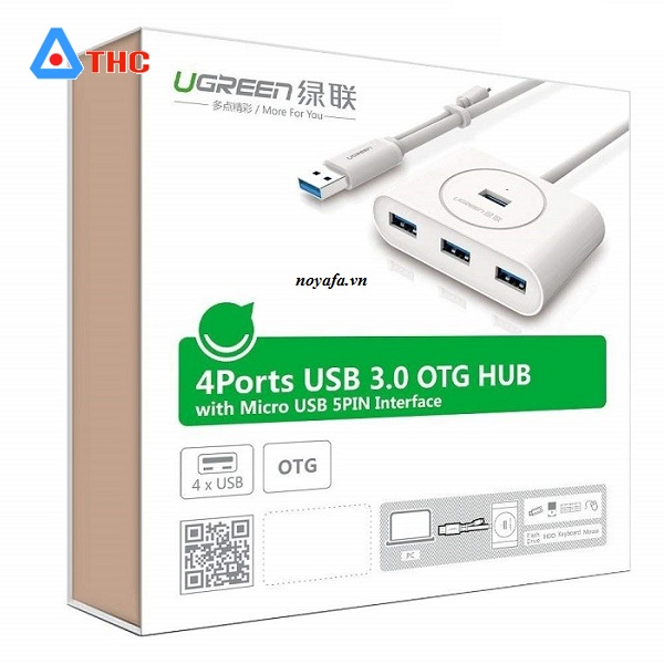 Bộ chia USB 4 cổng USB 3.0 hỗ trợ OTG Chính hãng Ugreen 20284
