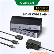 Bộ Chuyển Đổi KVM HDMI 4K 60Hz 2 Máy Tính Sang 2 Màn Hình Ugreen 55455 cao cấp