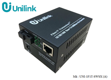 Bộ chuyển đổi quang điện 1 sợi 10/100/1000 Unilink UNI-1F1T-SWSX (A)  cao cấp