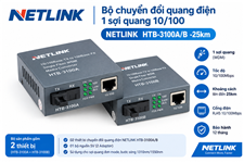 Bộ chuyển đổi quang điện 1 sợi quang 10/100 NETLINK  HTB-3100A/B -25km