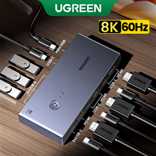 Bộ chuyển tín hiệu 2 CPU dùng 1 màn hình KVM Switch HDMI 2.1, USB 8K@60Hz Ugreen CM292 25961 cao cấp