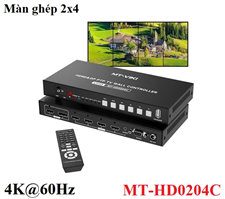 Bộ điều khiển màn hình ghép DP + HDMI 2x4 hỗ trợ 4 màn hình ghép 4K@60Hz MT-Viki MT-HD0204C cao cấp