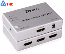 Bộ gộp HDMI 3 vào 1 ra Dtech + Điều khiển
