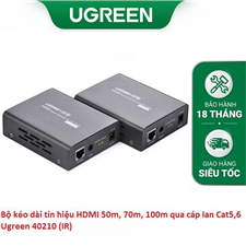 Bộ kéo dài tín hiệu HDMI 100m qua cáp lan Cat5,6 Ugreen 40210  chính hãng