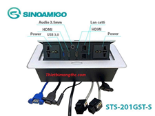 Bộ ổ cắm âm bàn họp đa năng Sinoamigo STS-201GST-S cao cấp