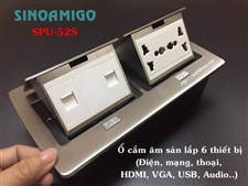 Bộ ổ cắm điện âm sàn sinoamigo SPU 52S (Lắp 2 điện đa năng + 2 Mạng) cao cấp