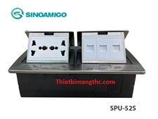 Bộ ổ cắm điện âm sàn SINOAMIGO SPU 52S lắp ( 2 điện đa năng + 3 Mạng) cao cấp