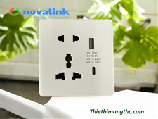 Bộ ổ cắm điện sạc nhanh Novalink NV-SW1AC (Điện+ USBA +C) cao cấp