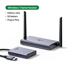 Bộ phát nhận tín hiệu HDMI+VGA không dây 50m 1080p@60hz sóng 5Ghz Ugreen 50633A (vỏ nhôm)