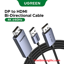 Cáp chuyển đổi Displayport sang HDMI + Cáp sạc USB Ugreen HD187 dài 2M hỗ trợ 4K60hz cao cấp