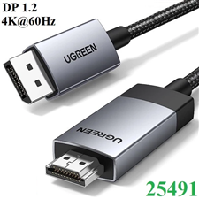 Cáp chuyển đổi Displayport sang HDMI dài 3M hỗ trợ 4K60Hz, 2K60Hz, 1080p120Hz Ugreen 25491 cao cấp