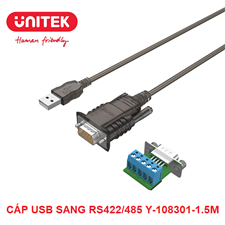 Cáp chuyển đổi USB 2.0 đến RS422/485 (DB9M) UNITEK Y-108301-1.5M