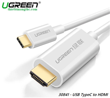 Cáp chuyển đổi USB TypeC sang HDMI 4K30HZ, có chíp, 1,5M Ugreen 30841, màu trắng xám