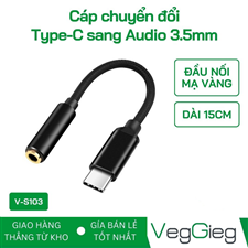 Cáp chuyển đổi VEGGIEG V-S103 Type-C sang audio 3.5mm cao cấp