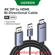 Cáp Display Port sang HDMI 4K60Hz Ugreen HD187 dài 1 mét cao cấp
