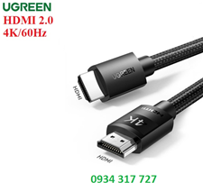Cáp HDMI 2.0 dài 2M Ugreen 40401 bọc nylon cao cấp 4K @60HZ