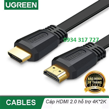 Cáp HDMI 2.0 dẹt dài 1,5m Ugreen 50819 độ phân giải 4K, 2K cao cấp