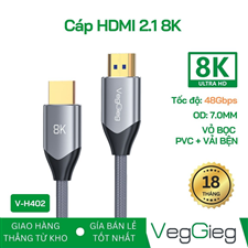 Cáp HDMI 2.1  dài 1,5M  VEGGIEG V-H402 siêu nét hỗ trợ 4K144Hz/8K60Hz  chính hãng