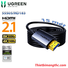Cáp HDMI 2.1 Sợi quang AOC 15m Ugreen HD183 55505 hỗ trợ 8K@60Hz, 4K@240Hz, 48Gbps cao cấp