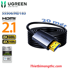 Cáp HDMI 2.1 Sợi quang AOC 20m Ugreen HD183 55506 hỗ trợ 8K@60Hz, 4K@240Hz, 48Gbps cao cấp