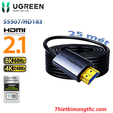 Cáp HDMI 2.1 Sợi quang AOC 25m Ugreen HD183 55507 hỗ trợ 8K@60Hz, 4K@240Hz, 48Gbps cao cấp