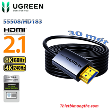 Cáp HDMI 2.1 Sợi quang AOC 30m Ugreen HD183 55508 hỗ trợ 8K@60Hz, 4K@240Hz, 48Gbps cao cấp