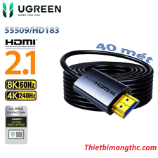 Cáp HDMI 2.1 Sợi quang AOC 40m Ugreen HD183 55509 hỗ trợ 8K@60Hz, 4K@240Hz, 48Gbps cao cấp
