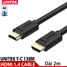 Cáp HDMI 2M Unitek Y-C 138M (4k Ultra HD1.4v & 3D) cao cấp