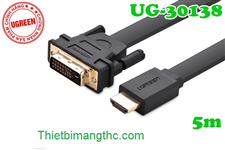Cáp HDMI sang DVI 24+1 dẹt dài 5m Ugreen 30138