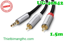 Cáp loa 3.5mm ra AV hoa sen (RCA) dài 1.5M Ugreen 40842 vỏ nhôm