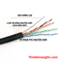 Cáp mạng Việt Hàn LS-DVH CAT.5E UTP 25AWG + cường lực PE cuộn 305m