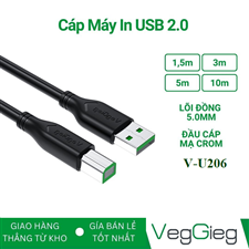 Cáp máy in usb 2.0 VegGieg - V-U206 dài 3M chính hãng