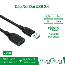 Cáp nối dài USB 2.0 VegGieg - V-U105 cao cấp