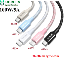 Cáp sạc nhanh 100W/5A USB-C sang USB -C dài 1M Ugreen L502 65249 cao cấp (Black) cao cấp