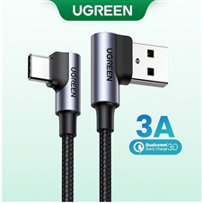 Cáp sạc nhanh dữ liệu USB 2.0 sang USB Type-C bẻ góc 90 độ đầu dài 3M Ugreen 70875 cao cấp